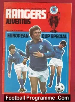 Glasgow Rangers v Juventus 1978 - football programme