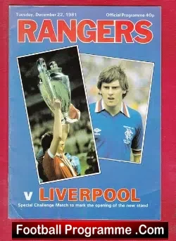 Glasgow Rangers v Liverpool 1981 - Friendly Challenge Match - football programme