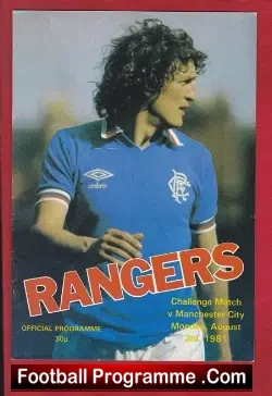 Glasgow Rangers v Manchester City 1981 Friendly Challenge Match - football programme