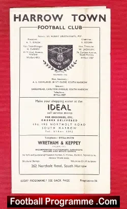 Harrow Town v Metropolitan Police 1955 – London Met Police