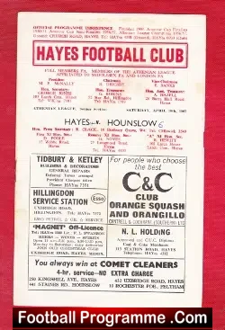 Hayes v Hounslow Town 1965 - football programme