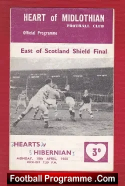 Heart Of Midlothian v Hibernian Hibs 1960 - Multi Autographed - football programme