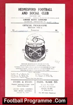 Hednesford Town v Atherstone 1965 - football programme