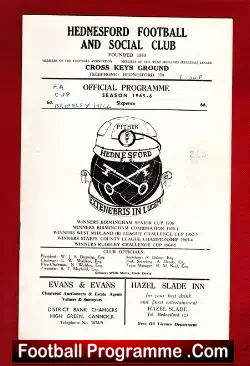 Hednesford Town v Brierley Hill Alliance 1965 - football programme