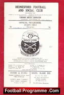 Hednesford Town v Brierley Hill Alliance 1965 - football programme