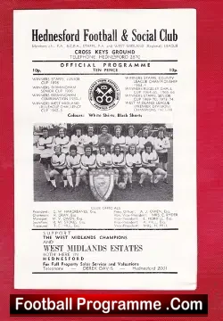 Hednesford Town v Brierley Hill Alliance 1978 - football programme