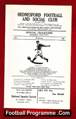 Hednesford Town v Eastwood Town 1971 - football programme