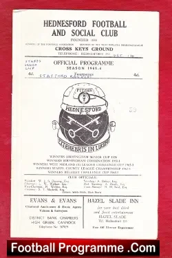 Hednesford Town v Stafford Rangers 1965 - football programme