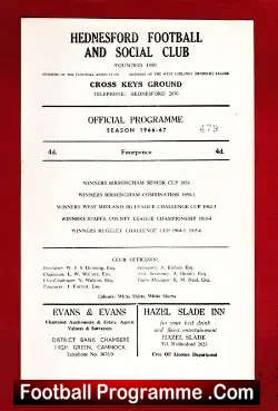 Hednesford v Coventry City 1966 - A Team Match - football programme