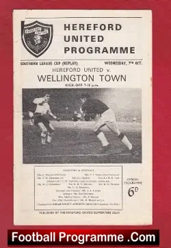 Hereford United v Wellington Town 1964 – Southern L Cup Reply