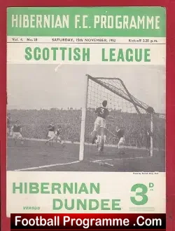 Hibernian Hibs v Dundee 1952 - football programme