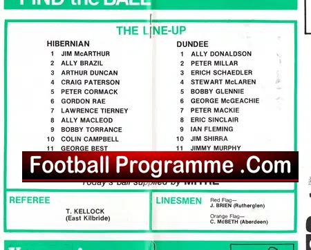 Hibernian Hibs v Dundee 1980 - Plus George Best