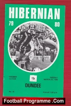 Hibernian Hibs v Dundee 1980 - Plus George Best - football programme