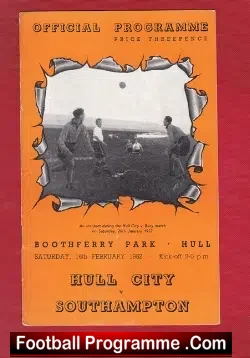 Hull City v Southampton 1952 - football programme