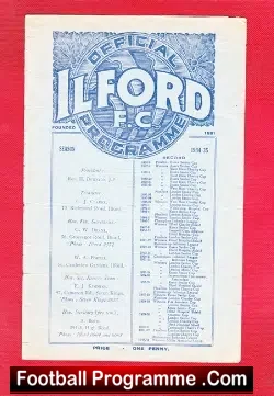 Ilford v Dulwich Hamlet 1934 - 1930s Football Programme 30s - football programme