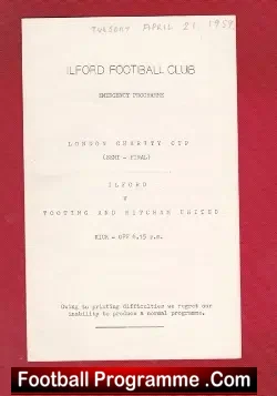 Ilford v Tooting Mitcham United 1959 – London Charity Cup