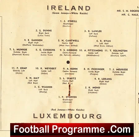 Ireland v Luxembourg 1953 – World Cup in Dublin