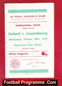 Ireland v Luxembourg 1953 - World Cup in Dublin - football programme