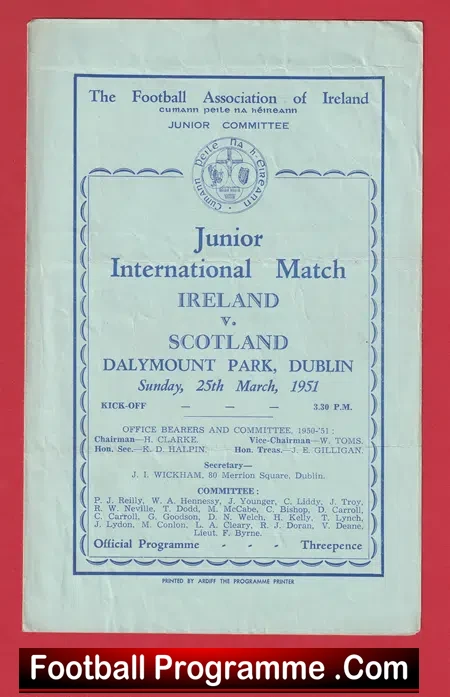 Ireland v Scotland 1951 – Junior International at Dalymount Park