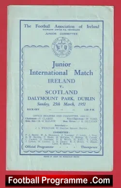 Ireland v Scotland 1951 – Junior International at Dalymount Park