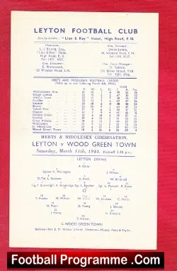 Leyton v Wood Green Town 1944 – Single Sheet 43/44
