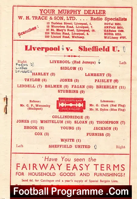 Liverpool v Sheffield United 1948
