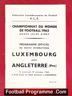 Luxembourg v England 1960 – Jules Rimet Cup