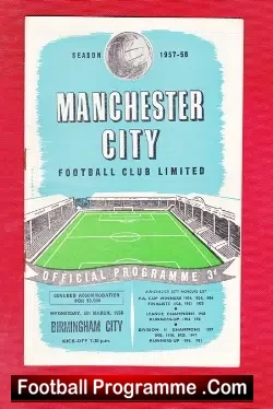 Manchester City v Birmingham City 1958 - Replay Munich Disaster - football programme