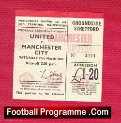 Manchester United v Manchester City 1980 – 100th Derby TICKET