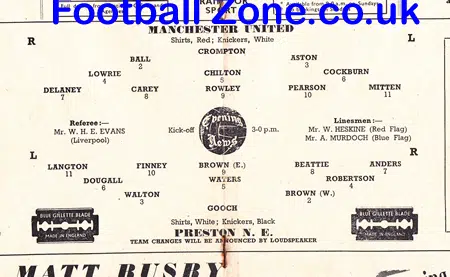 Manchester United v Preston 1949