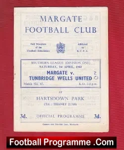 Margate v Tunbridge Wells United 1961
