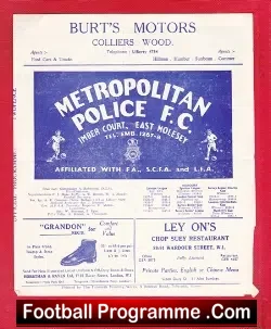 Metropolitan Police Football Programme 1960s – BLANK The Met