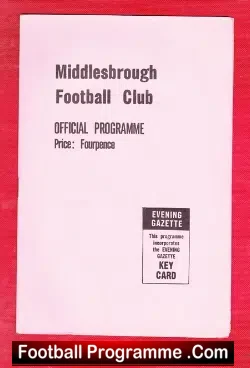 Middlesbrough v Scunthorpe United 1962 - football programme