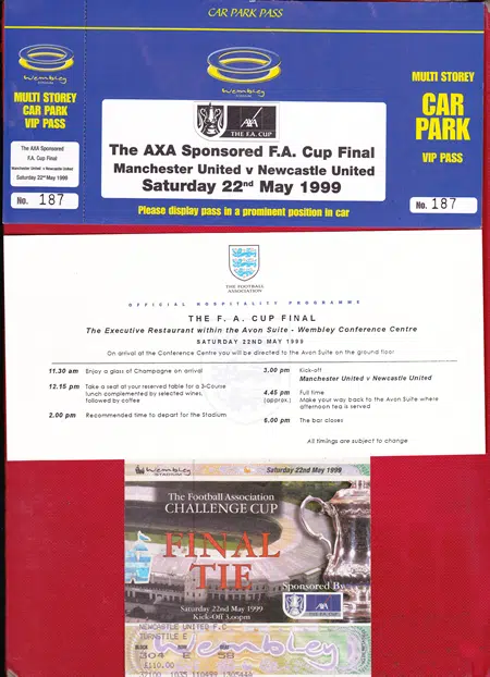 Newcastle United v Manchester United 1999 – Tickets Final Treble
