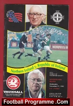 Northern Ireland v Ireland 1993 – Multi Autographed Signed