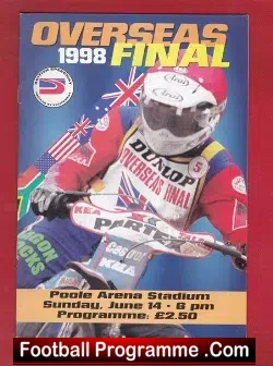 Overseas Speedway Final 1998 - at Poole Arena - speedway programme