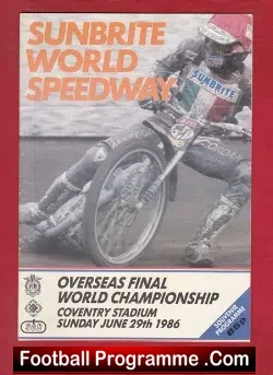 Overseas Speedway World Championship 1986 - at Coventry - speedway programme