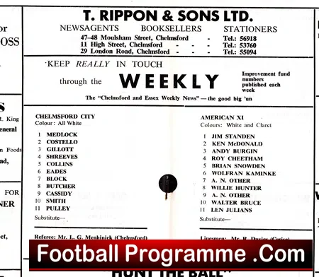 Owen Medlock Bobby Smith Testimonial Benefit Chelmsford City