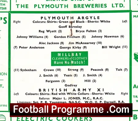 Plymouth Argyle v British Army 1960 – Ron Yeats – Hill