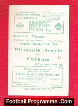 Plymouth Argyle v Fulham 1954