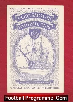 Portsmouth v Hibernian Hibs 1960 - Friendly Match - football programme