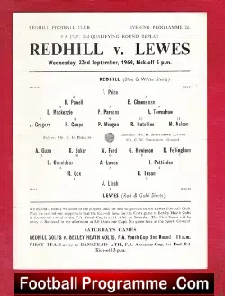 Redhill v Lewes 1964 – FA Cup Replay