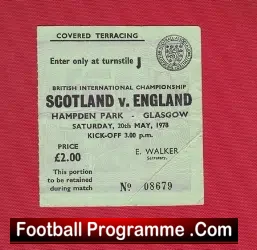 Scotland v England 1978 – Football Ticket