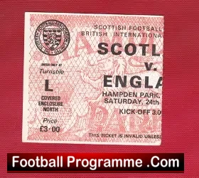 Scotland v England 1980 – Football Ticket