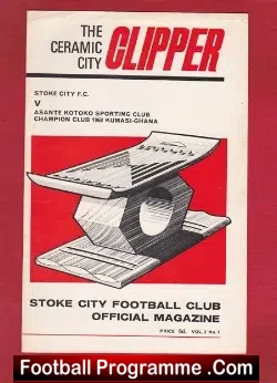 Stoke City v Asante Kotoko 1969 - Ashanti -  Ghana - football programme