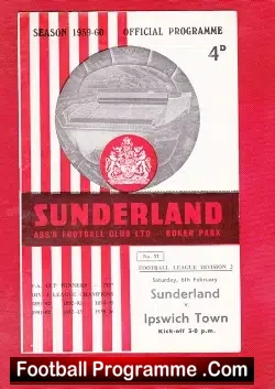 Sunderland v Ipswich Town 1960 - football programme