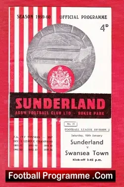 Sunderland v Swansea Town 1960 - football programme