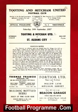 Tooting Mitcham United v St Albans City 1957