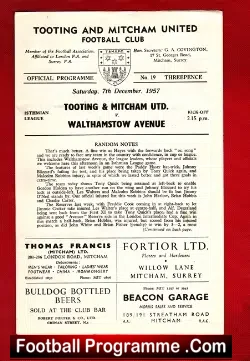 Tooting Mitcham United v Walthamstow Avenue 1957