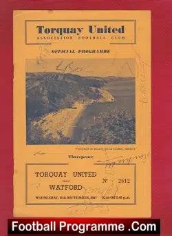 Torquay United v Watford 1957 – Multi Autographed